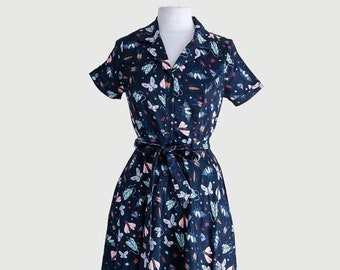 Eva Rose Navy Bug Print T-Shirt Fit & Flare Dress With Pockets