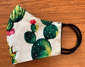 Face Mask Succulent Plant Print Cotton Mask With Filter Washable and Reusable and Reversible Made in USA