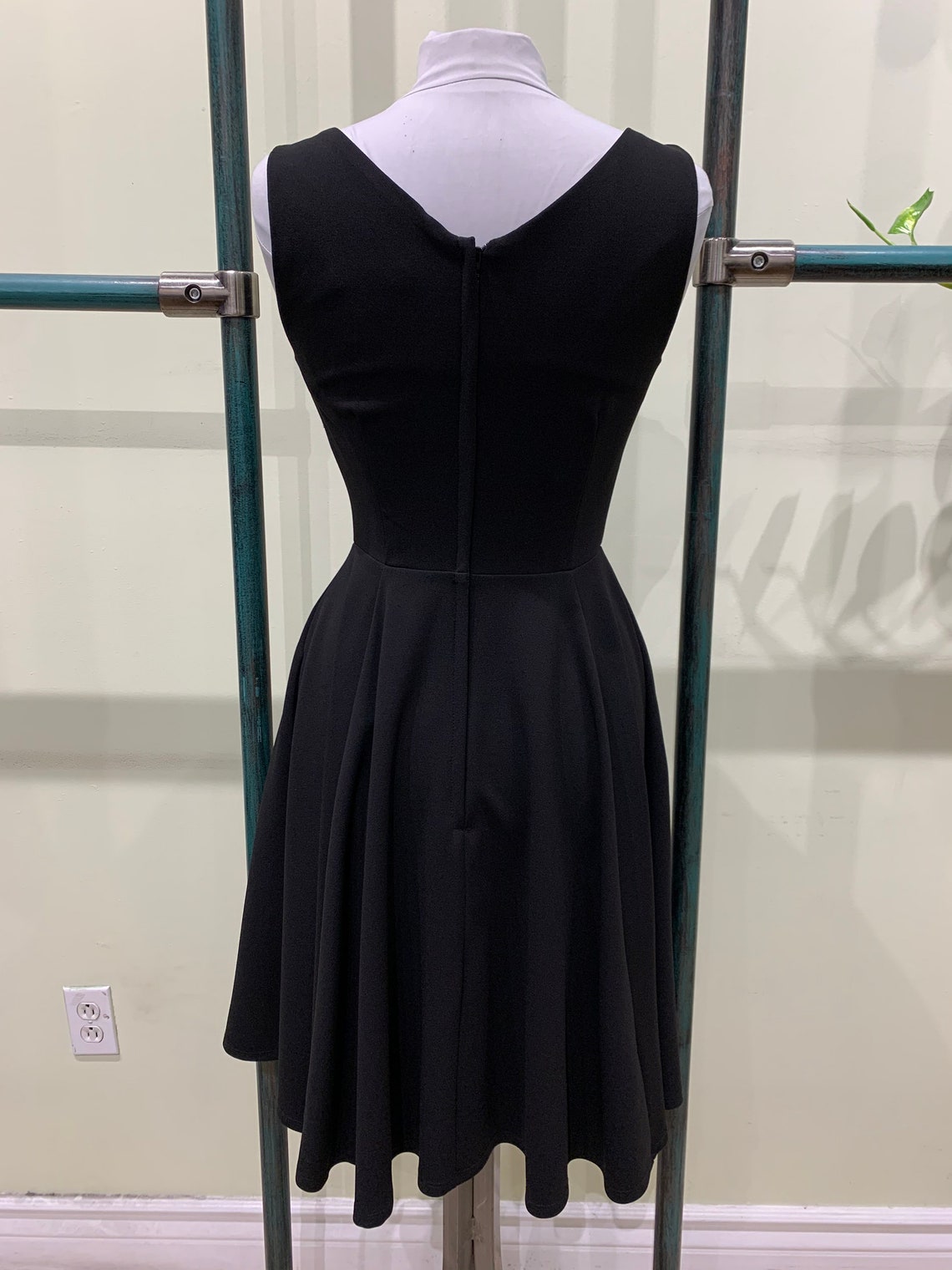 Eva Rose Solid Black V-neck Fit and Flare Dress With Pockets | Etsy