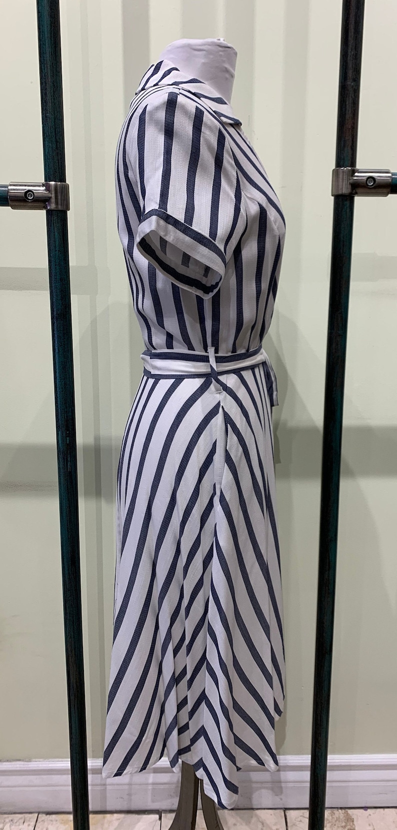 Outer Banks Ixia White & Gray Stripe Wrap Tie T-Shirt Dress image 2