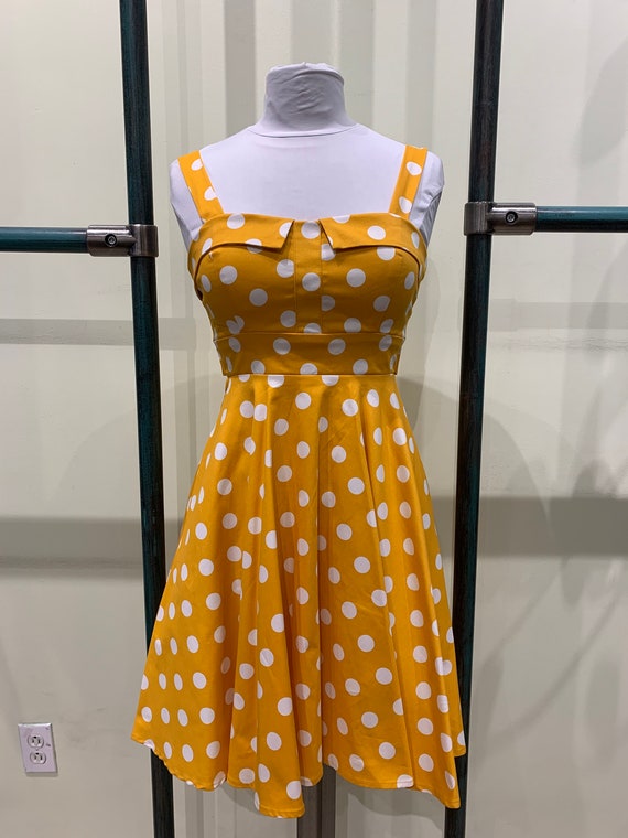 White and yellow polka dot clearance dress