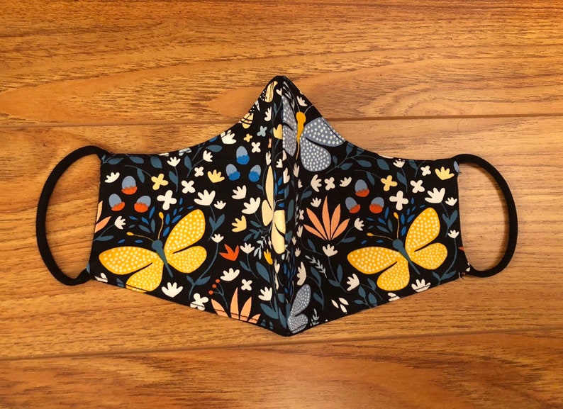 Face Mask Butterfly Print Cotton Mask With Filter Washable Etsy