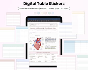 Table Digital Stickers for Goodnotes Pastel Memo Pads for Study Planner Notes Aesthetic iPad Collage Stickers for Academic Planning