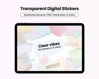 Transparent Sticky Notes for Goodnotes Elements iPad Student Planner Pastel Aesthetic Digital Stickers