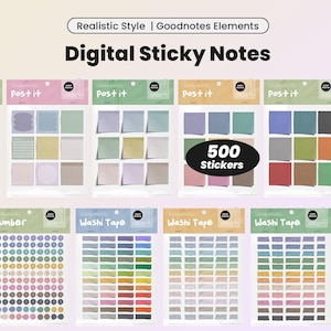 Adesivos digitais realistas de fita washi para planners Goodnotes, em PNG, pré-cortados, em tons pastel neutros.