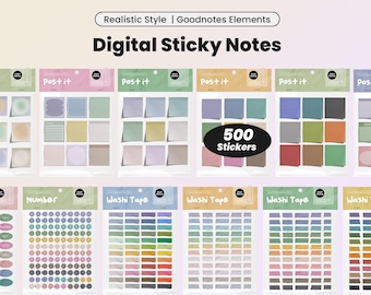 Realistische Washi Tape Digitale Aufkleber für Goodnotes Planer Sticky Notes PNG Pre -Cropped Neutral Pastel Journal