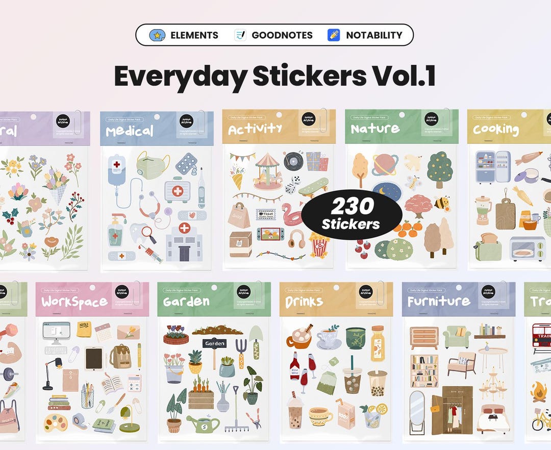 Everyday Digital Stickers for Goodnotes Stickers iPad Planner Stickers ...