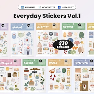 Everyday Digital Stickers For Goodnotes Stickers iPad Planner Stickers Notability Sticker Book PNG Elements Daily Life Pre-cropped Aesthetic