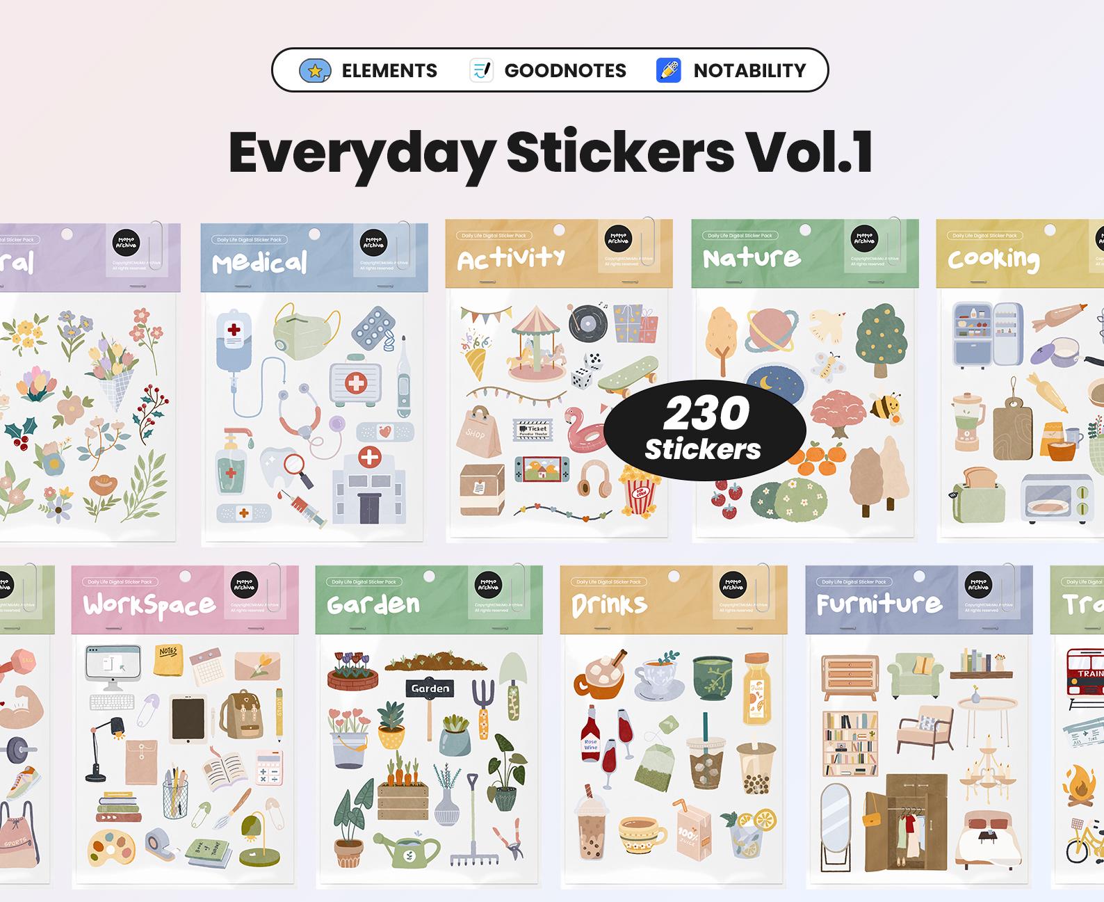 Everyday Digital Stickers for Goodnotes Stickers iPad Planner Stickers ...