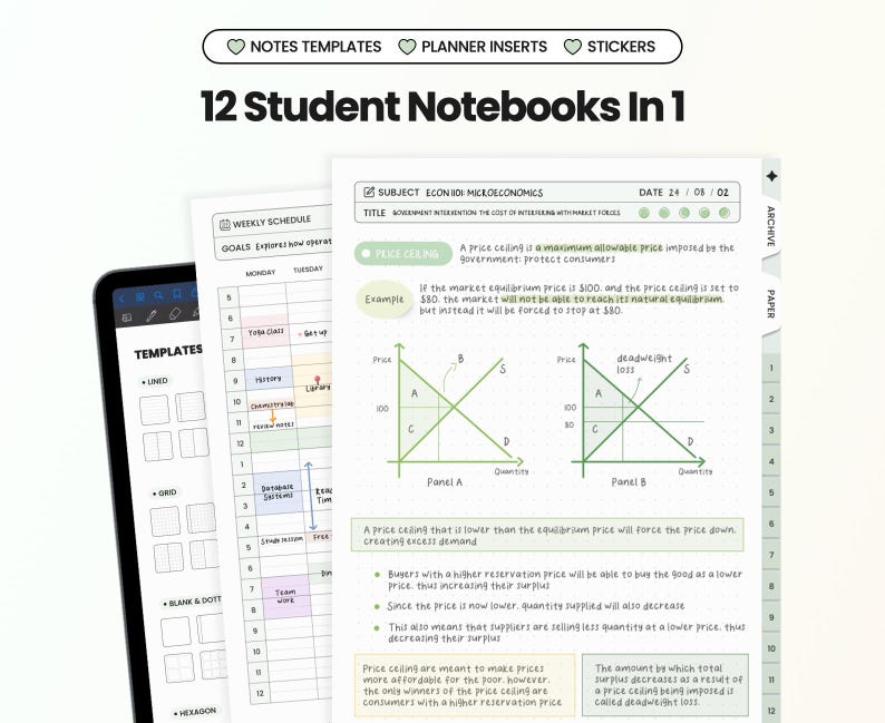 Noteability Notebook 12 in 1 Student Digital Notebook for Goodnotes Notability iPad ...
