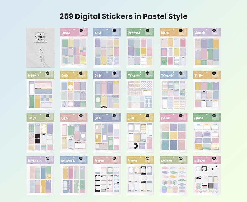 Aesthetic Digital Life Planner Stickers for Goodnotes Pastel Widgets ...