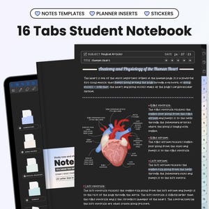 Student Digital Notebook for Goodnotes Notability iPad Hyperlinked Cornell Dark Mode Pastel Academic Notebook With Tabs Templates