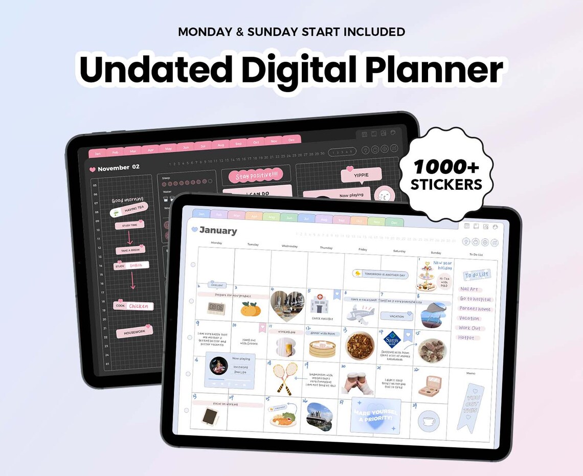 Undated Life Digital Planner | Landscape | Hyperlinked Goodnotes ...