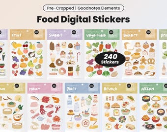 Food Digital Stickers for Recipe Book, Digital Planner PNG Stickers ...