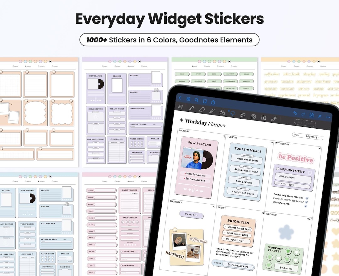 Digital Stickers for Goodnotes Daily Planner Pre-cropped Everyday ...