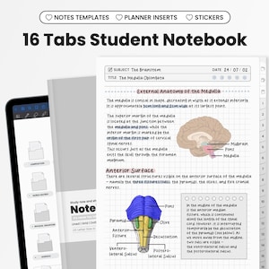 Minimal Student Digital Notebook for Goodnotes Notability iPad Hyperlinked Cornell Academic Notebook With Tabs Templates School Notes