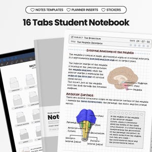 Minimal Student Digital Notebook for Goodnotes Notability iPad Hyperlinked Cornell Academic Notebook With Tabs Templates School Notes
