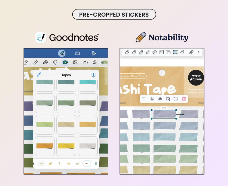 Realistic Washi Tape Digital Stickers for Goodnotes Planner Sticky ...