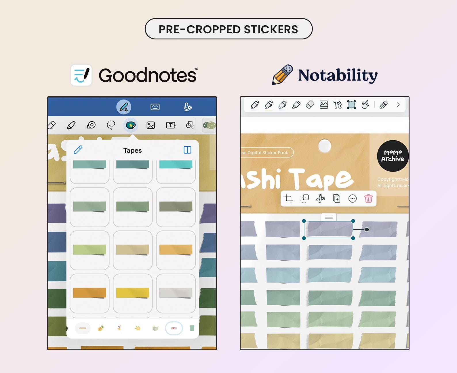 Realistic Washi Tape Digital Stickers for Goodnotes Planner Sticky ...