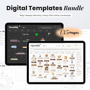 Minimalist Digital Planner Templates for GoodNotes Daily Weekly Monthly Dashboard iPad Planner Inserts Landscape Updated Digital Journal