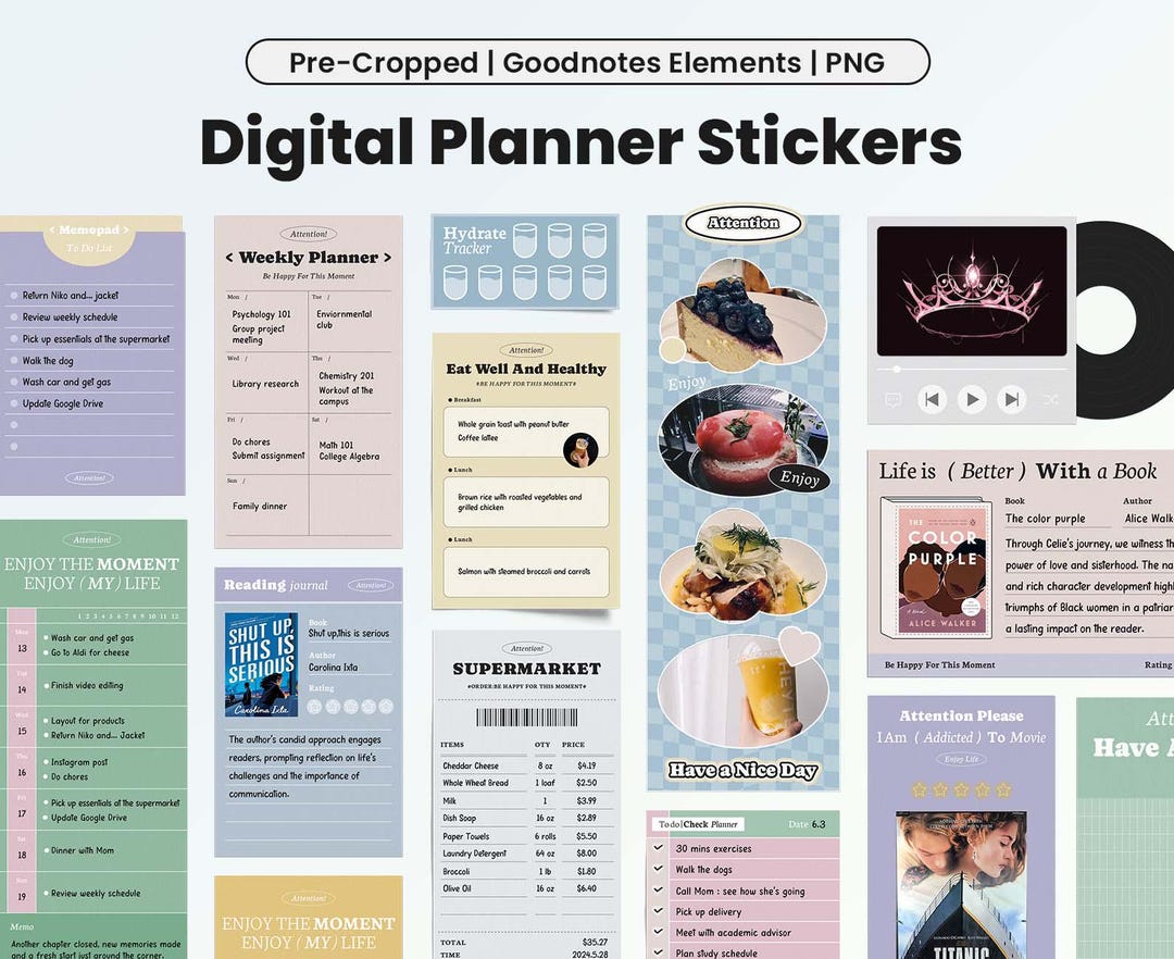 Aesthetic Digital Life Planner Stickers for Goodnotes Pastel Widgets ...