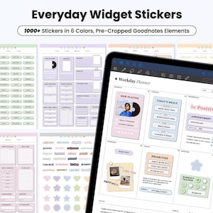 Digital Stickers For Goodnotes Daily Planner Pre-cropped Everyday Stickers Minimalist Pastel Tracker Widget Work Sticker Book Memopads PNG