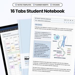 Student Digital Notebook for Goodnotes Notability iPad Hyperlinked Cornell Academic Templates With Tabs Study Assignment School Tracker Blue