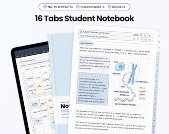 Student Digital Notebook for Goodnotes Notability iPad Hyperlinked Cornell Academic Templates With Tabs Study Assignment School Tracker Blue