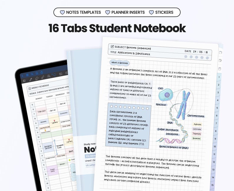 Student Digital Notebook for Goodnotes Notability iPad Hyperlinked ...