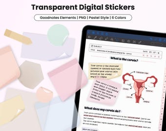 Transparent Digital Stickers for Goodnotes Elements iPad Student Planner Minimalist Sticky Notes Pastel Aesthetic Digital Stickers