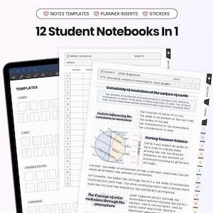 Cyfrowy notatnik dla ucznia 12 w 1 do tabletu Goodnotes Notability iPad z hiperłączami Cornell Pastel z zakładkami Szablony akademickie