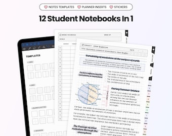 12 In 1 Student Digital Notebook for Goodnotes Notability iPad Hyperlinked Cornell Pastel Notebook With Tabs Templates Academic
