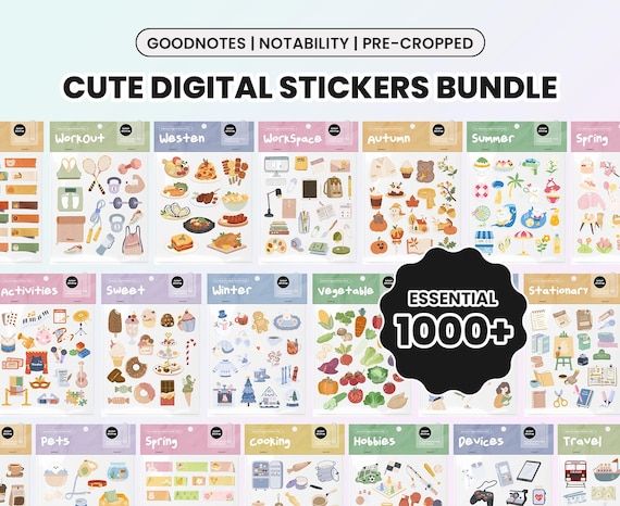 Cute Everyday Digital Stickers For Goodnotes Stickers iPad Digital Planner Notability Food PNG Pastel Sticker Book Bundle
