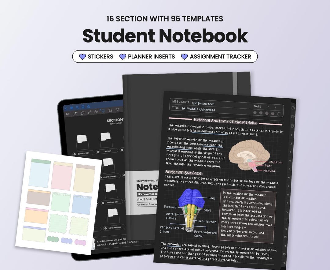 Student Digital Notebook for Goodnotes Notability iPad Hyperlinked ...