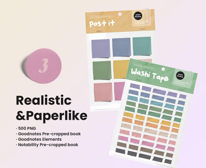 Realistic Washi Tape Digital Stickers for Goodnotes Planner Sticky ...