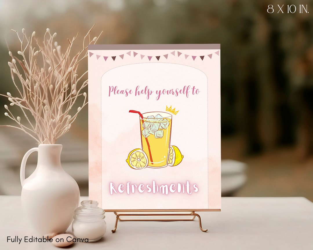 Refreshments Printable Party Sign, Instant Download, Beverages Sign ...