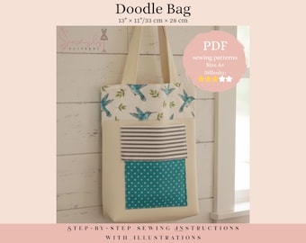 Doodle Tote Bag PDF Schnittmuster (A4 und A0)
