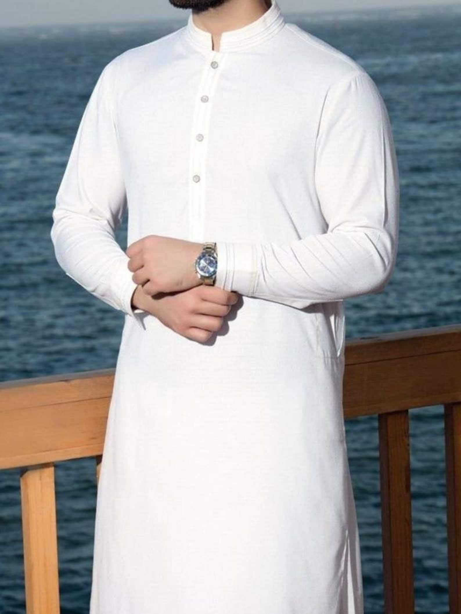 New indian mens khadi cotton kurta solid color plus size Etsy