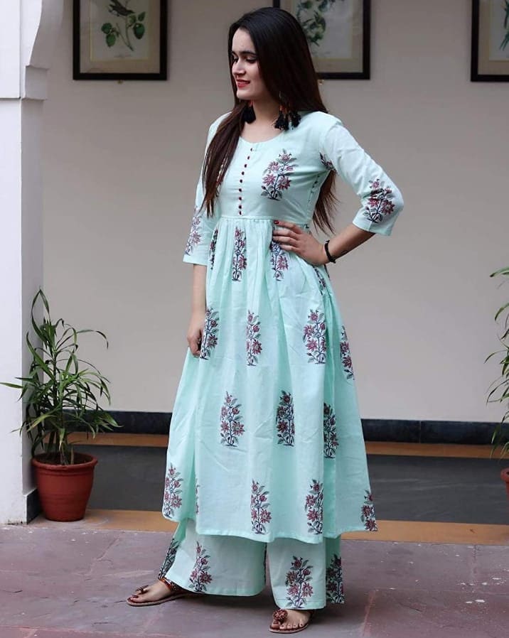 round kurti plazo design