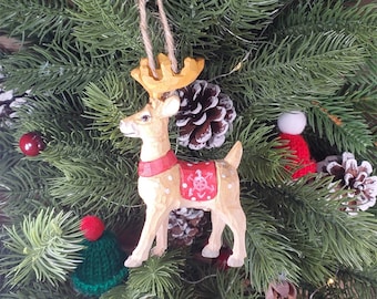 Deer Hanging Hand crafted Wooden Animal Christmas ornaments