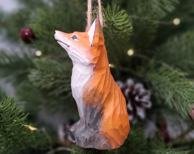 Hand-Carved Wooden Fox Figurine | Hand-Painted Woodland Animal Sculpture (Set of 3)
