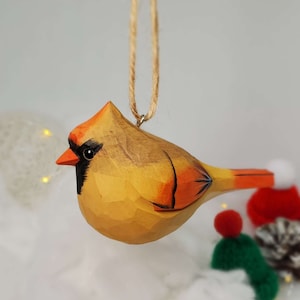 Cardeal-do-Norte de Madeira Artesanal – Enfeite Esculpido à Mão, Pássaro Decorativo, Presente Criativo e Exclusivo