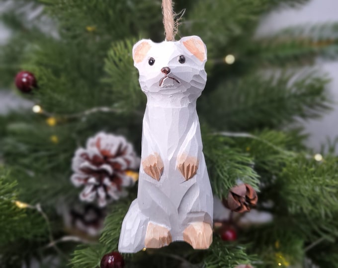 Stoat Figurines | Hand Carved Painted Wooden Animal Home Decor sculpture ornaments