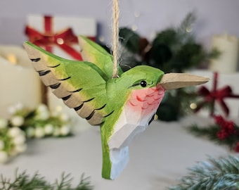 Exquisite Hummingbird Wooden Hanging Christmas Tree Ornaments - Unique Nature-Inspired Decorations
