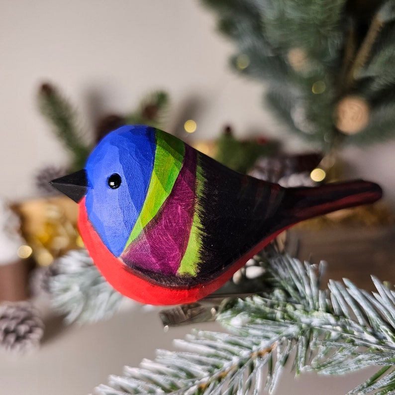 Enchanting Handcrafted Clip-On Bird Ornaments for Christmas Trees Vibrant, Artisanal, and Unique Holiday Decorations Bunting-V1