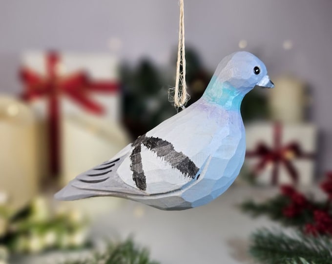 Handcrafted Pigeon Wooden Christmas Tree Ornaments | Urban Bird Decor | Unique Holiday Gifts