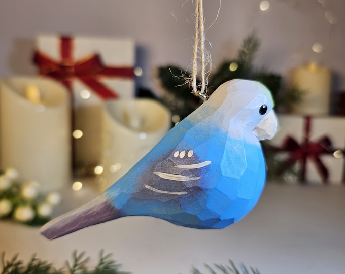 Handcrafted Parakeet Wooden Christmas Tree Ornaments | Vibrant Bird Decor | Perfect Pet Lover Gifts