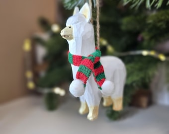 Charming Alpaca with Mini Scarf Hanging Christmas Tree Ornaments - Gift Box Included