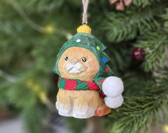 Charming Cat Tree Hat with Mini Scarf Hanging Christmas Tree Ornaments - Gift Box Included