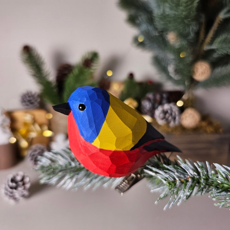 Enchanting Handcrafted Clip-On Bird Ornaments for Christmas Trees Vibrant, Artisanal, and Unique Holiday Decorations Bunting-V2